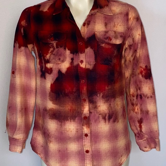 *CUSTOM DYED PLAID BUTTON DOWN - Picture 3 of 6